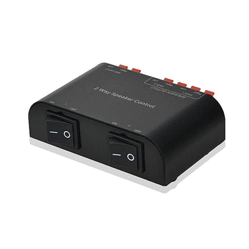 2-Channel Speaker Switcher Selector Box with Terminal Claps 150W RMS per Channel, Black