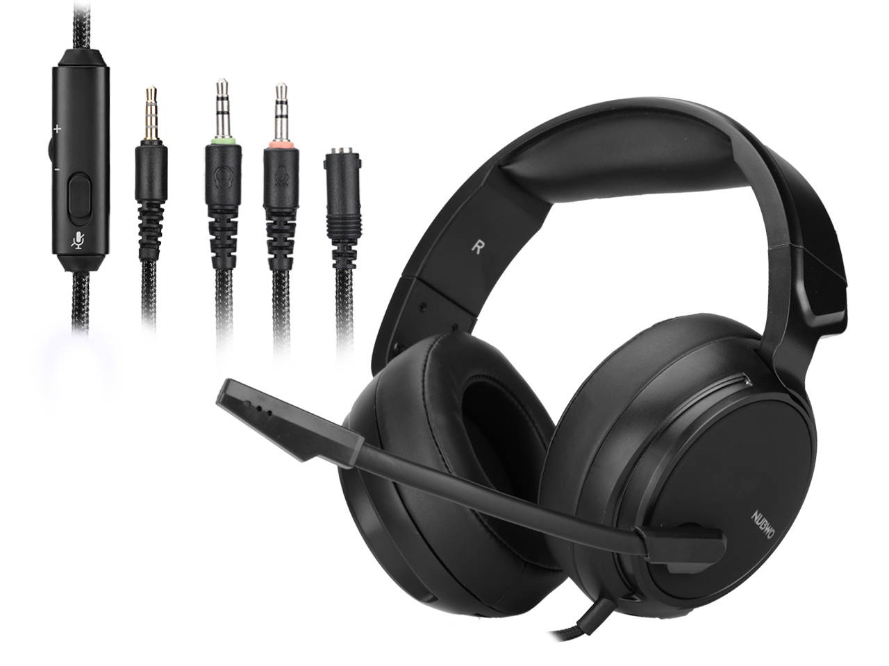 NUBWO Gaming Headset for PS4, Xbox One, PC Headset w/Surround Sound, Noise Canceling Over Ear Headphones with Mic, Compatible with PS5, PS4, Xbox One, Switch, PC, PS3, Mac, Laptop