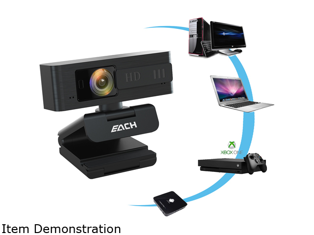 EACH AutoFocus Full HD Webcam 1080P with Privacy Shutter-Pro Webcam with Noise Cancelling Microphone-USB Computer Camera for PC Notebook Computer Desktop Mac Video Call, Meeting Skype YouTube