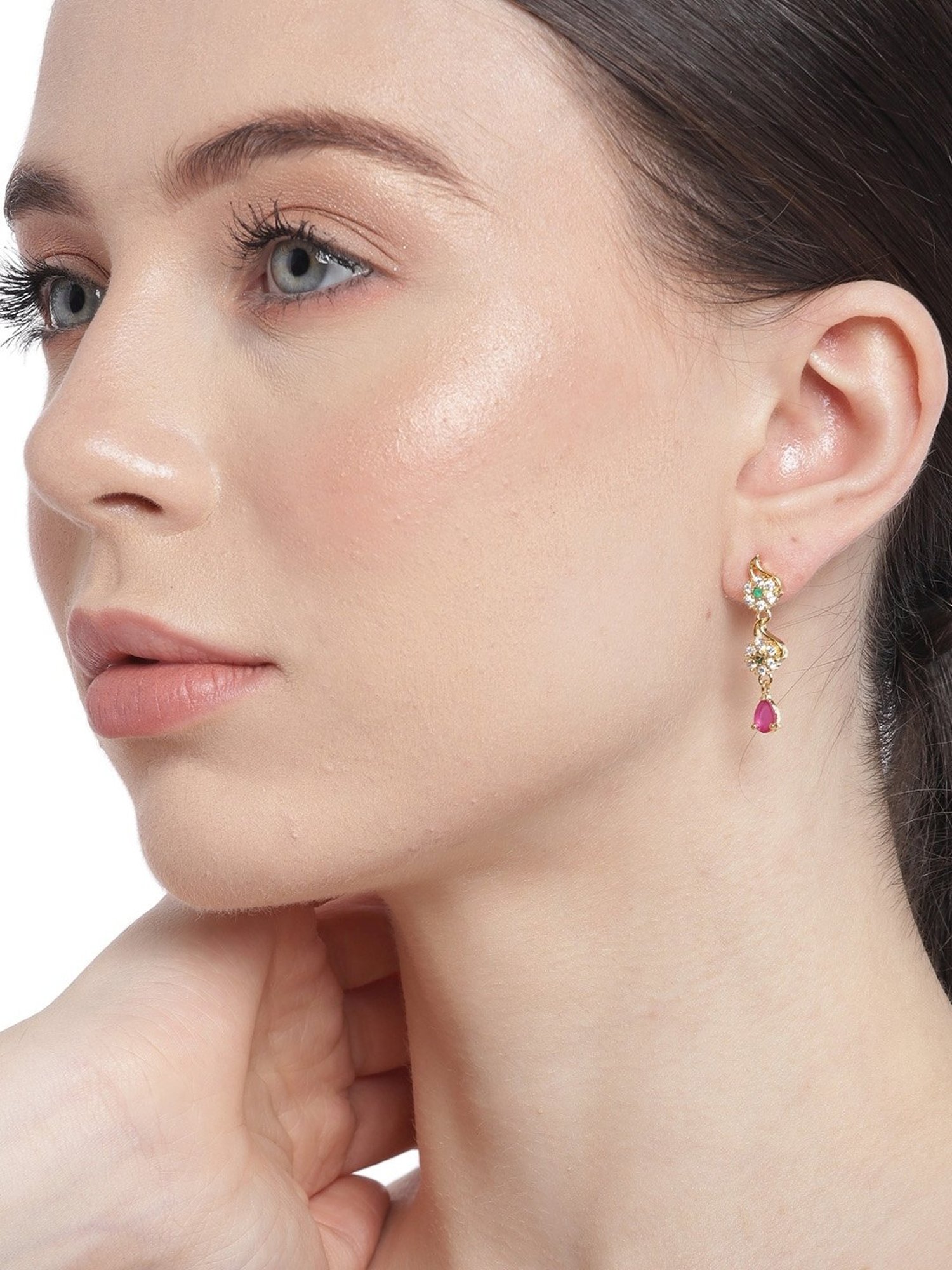 Zavya 92.5 Sterling Silver Enchanted Forest Gold-Plated Drop Earrings for Women