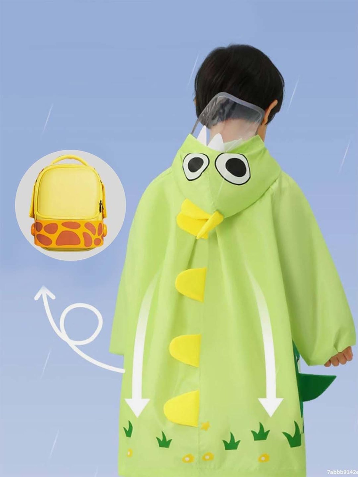 Little Surprise Box Kids Green Printed Full Sleeves Raincoat