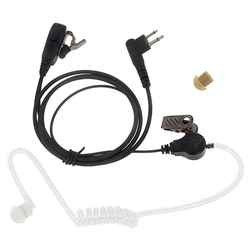 P4601 Surveillance Translucent Acoustic Tube Earpiece with 2Wire PTT and 2 Pin Connector for Motorola Radios