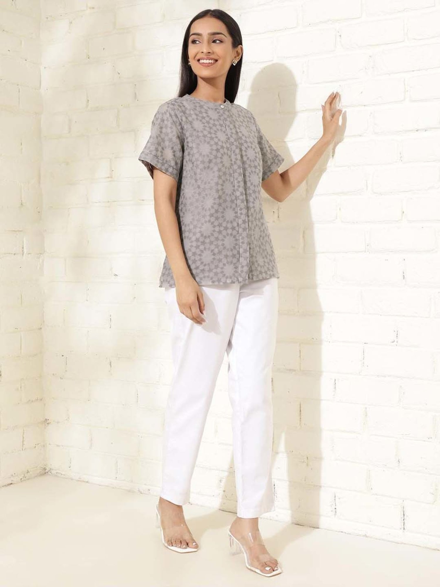 Fabindia Grey Printed Tunic