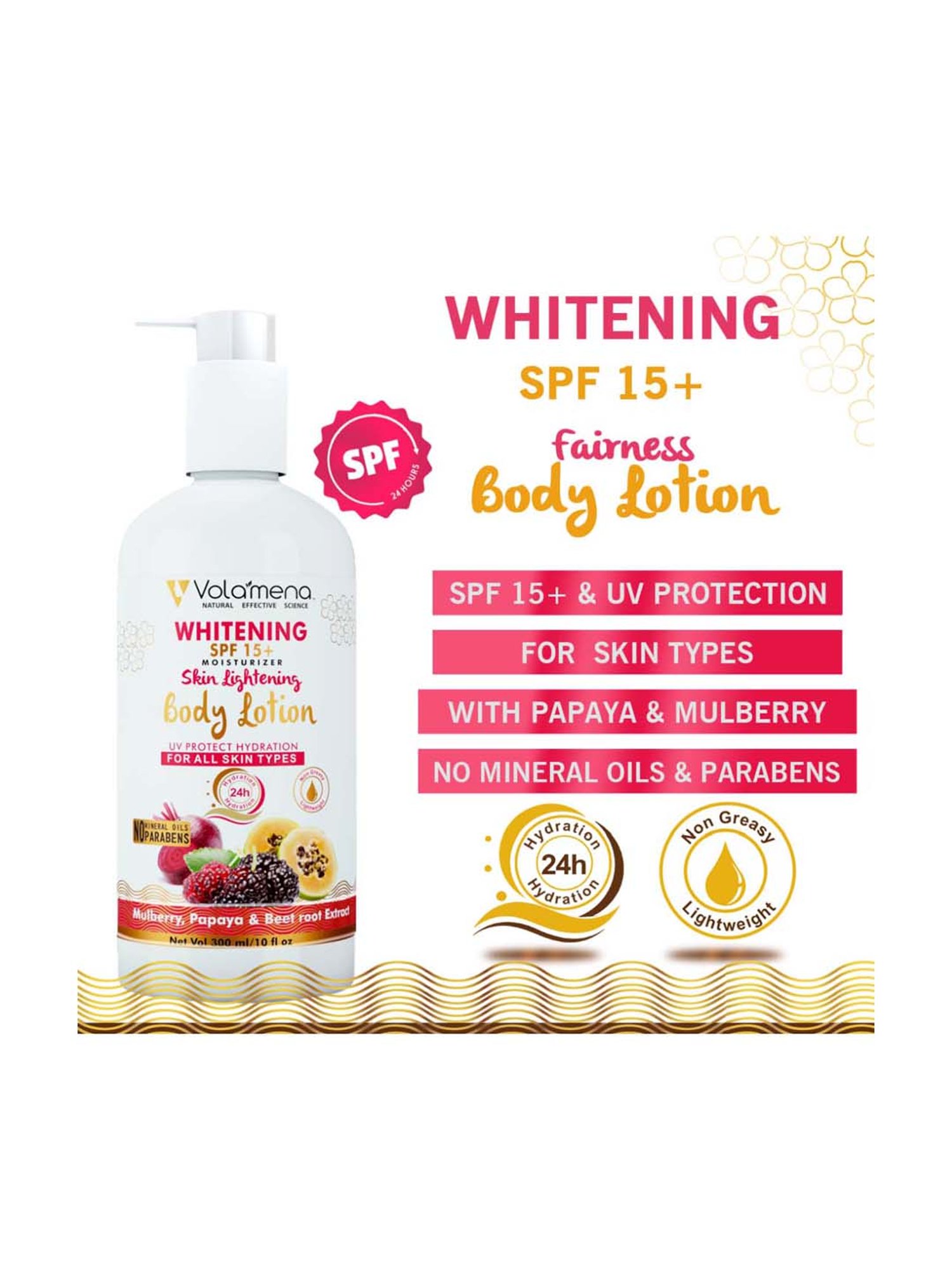 Volamena Skin Lighteing With SPF 15 Moisturizing Body Lotion - 300 ml