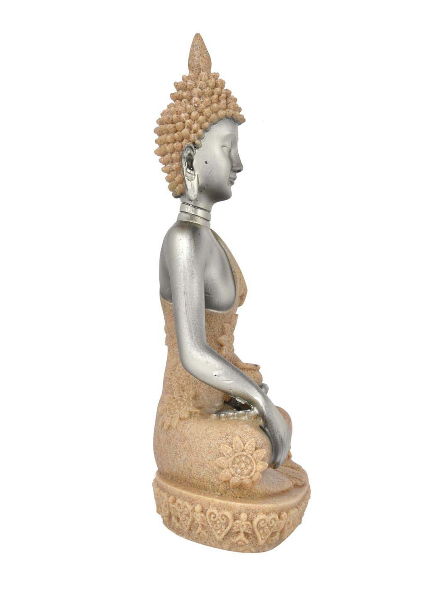 Tayhaa Silver Resin Meditative Serenity Buddha Idol