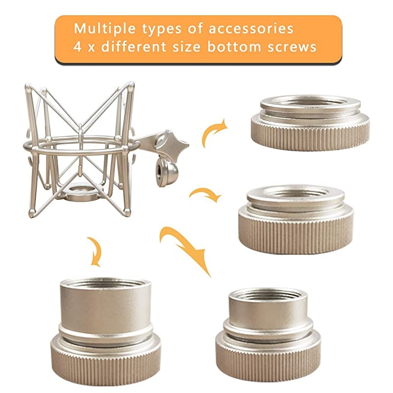 Microphone Shock Mount Mic Holder - Anti Vibration Spider Shockmount Compatible with Many Condenser Mics Like AT2020 MXL 770 MXL 990 Samson G Track Pro Rode Procaster NT1-A Neumann U87 etc.