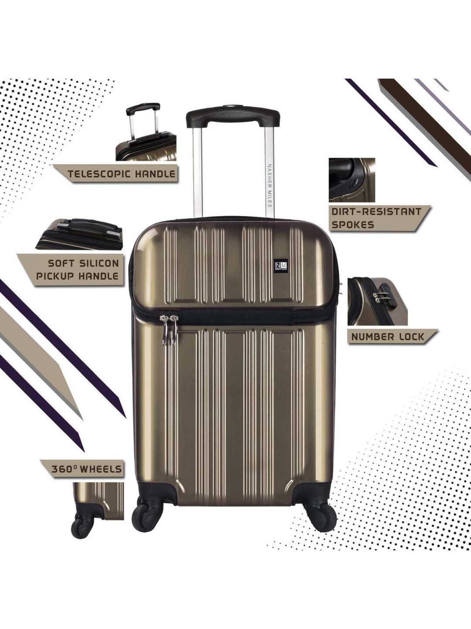 Nasher Miles New York ABS 56 Cms Bronze Hard Sided Suitcase & Trolley Bag