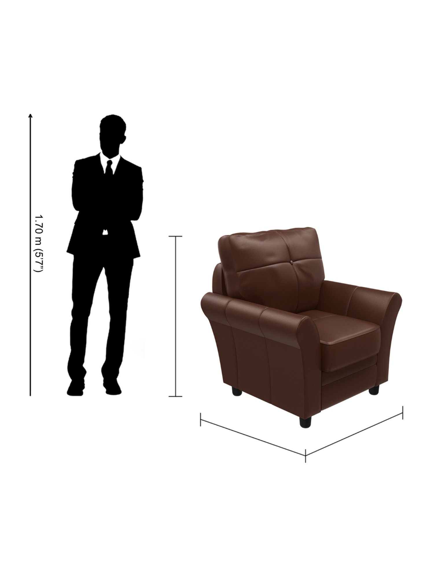 Godrej Interio Orlando Brown Leatherette 1 Seater Sofa