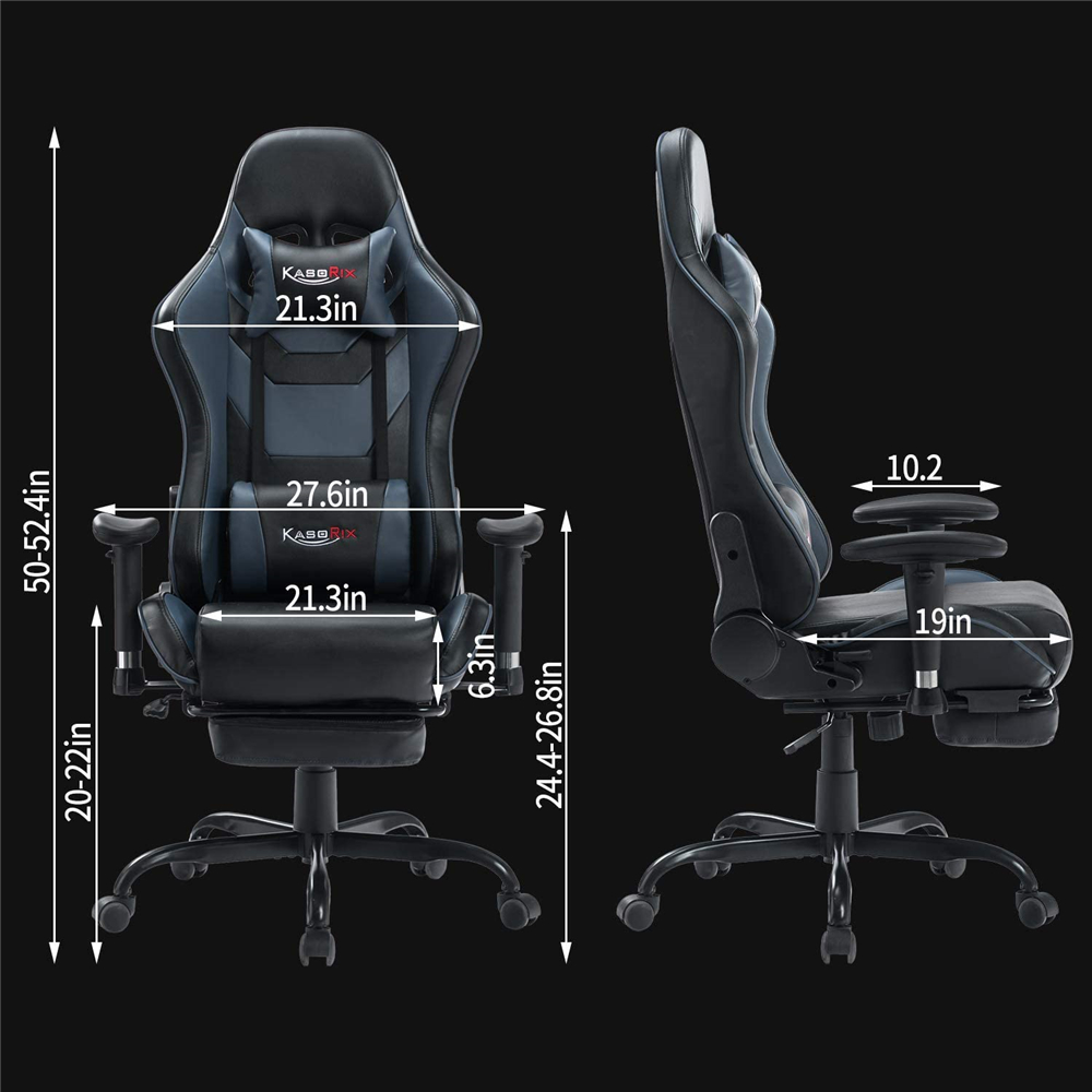 KASORIX Ergonomic Gaming Chair High Back Racing Chair with Footrest Massage Computer Gaming Chair Reclining Home Office Chair with Headrest and Lumbar Support