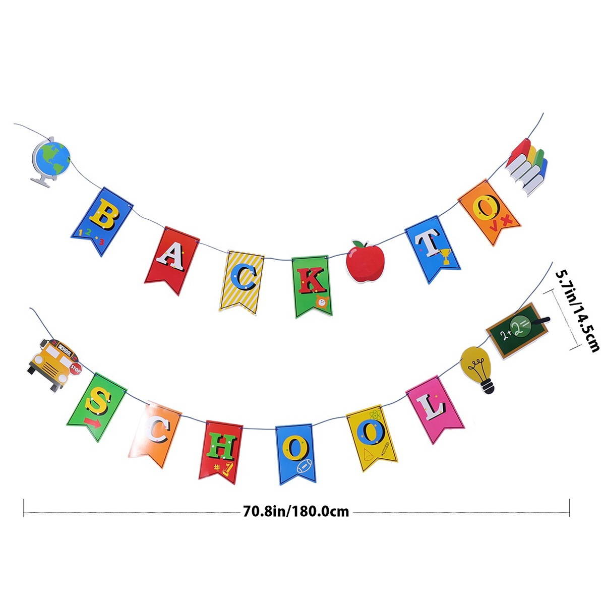 1 Set Back To School Banner 2 in 1 Welcome Banner Hanging Ornament Pull Flag Party Decorations First Day of School Banner for Classroom School Hanging Decor Sign