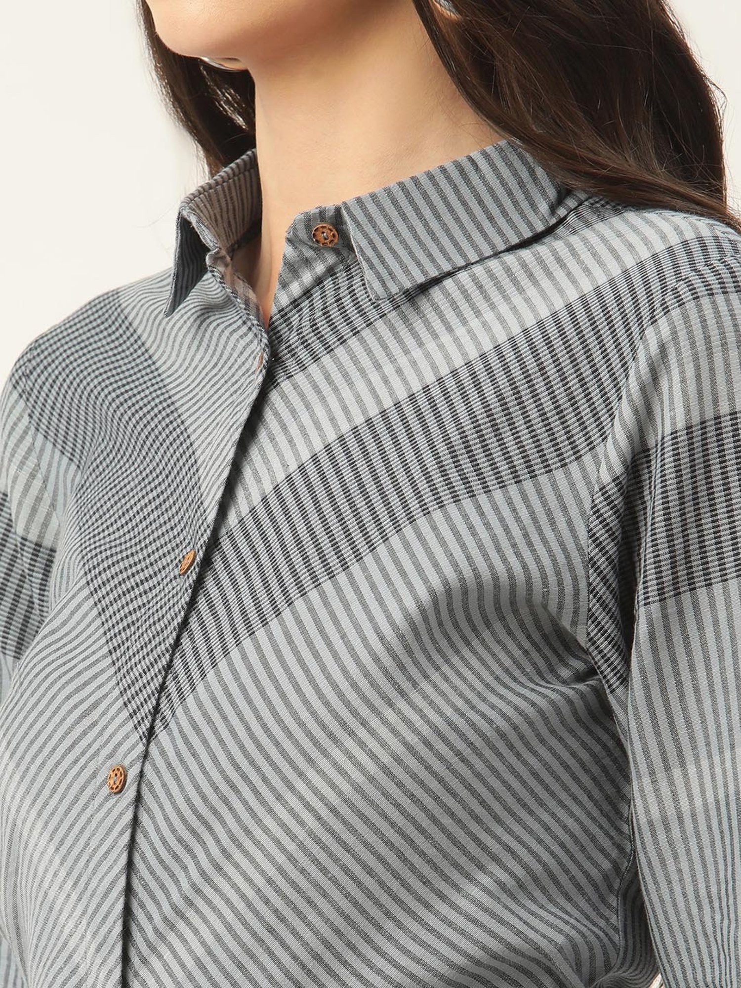Rooted Grey Striped Shirt