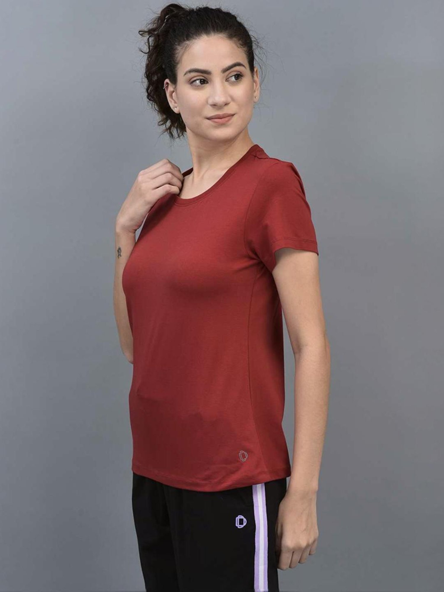 Dollar Maroon & White Cotton Sports T-Shirt - Pack Of 2