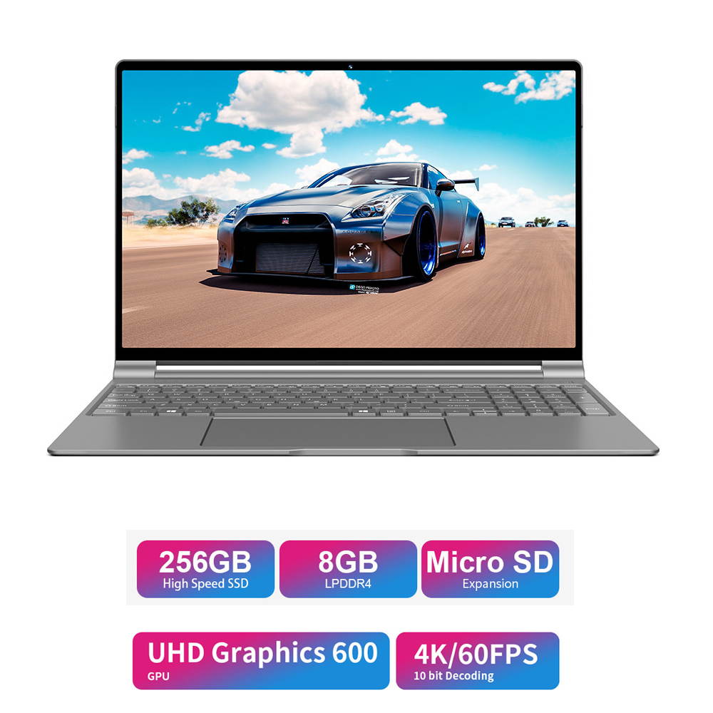 Lemonra F15 Laptop 15.6 In Notebook  Intel N4100 Quad Core 2.4GHz Intel UHD Graphics 600 LPDDR4 8GB RAM 256GB SSD Pocketbook Windows 10 OS 1920x1080 FHD Netbook