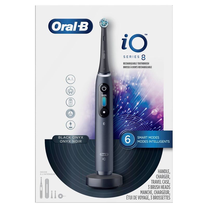 Oral-B iO Series 8 Electric Toothbrush with Replacement Brush Heads - Onyx Black - 3ct