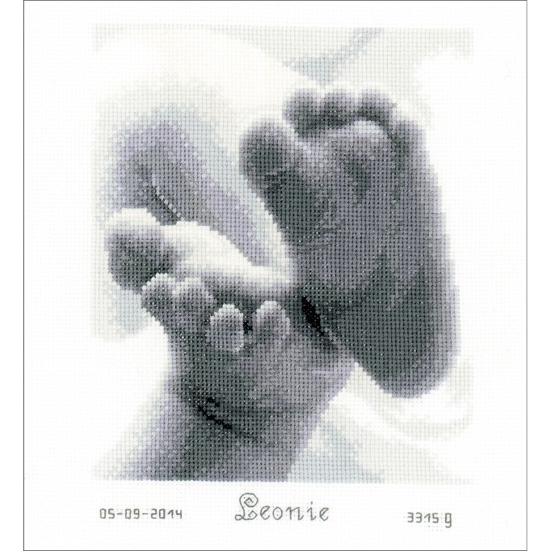 Vervaco Counted Cross Stitch Kit 7"X8"-Baby Feet Birth Record (18 Count)