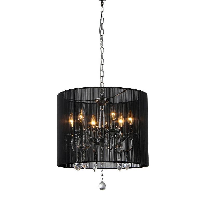 19" x 19" x 20" Inky 6 Light Chrome Chandelier Black - Warehouse of Tiffany