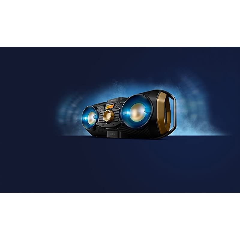 CD Player Boombox CDCDRCDRW Portable wBluetooth USB AMFM Radio Aux LineInput Headset Jack Foldable Carrying Handle and LED Light Phantom Black