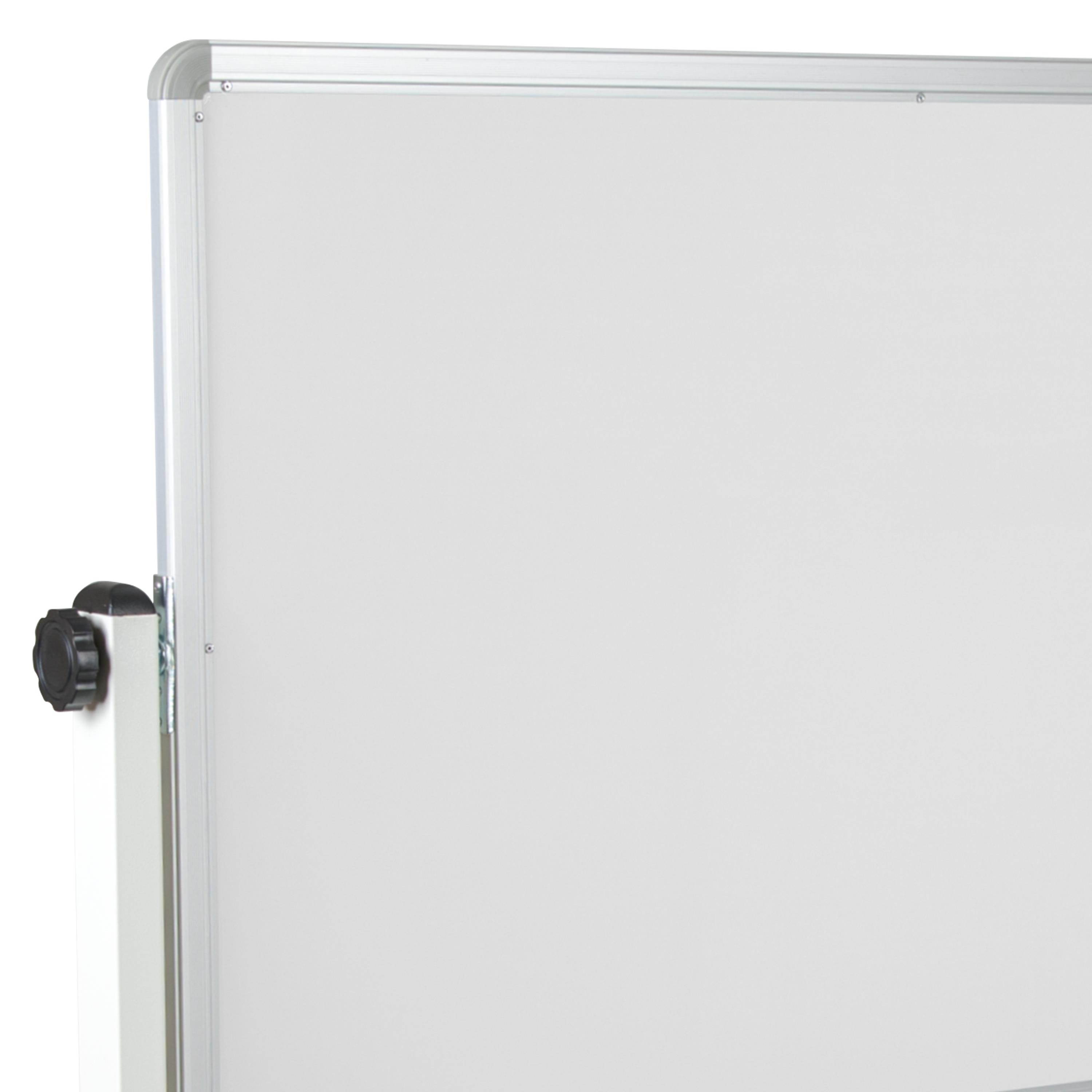 HERCULES Series 45.25"W x 54.75"H Reversible Mobile Cork Bulletin Board and White Board with Pen Tray