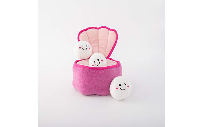 ZippyPaws - Zippy Burrow - Interactive Squeaky Hide and Seek Plush Dog Toy - Pearls in Oyster