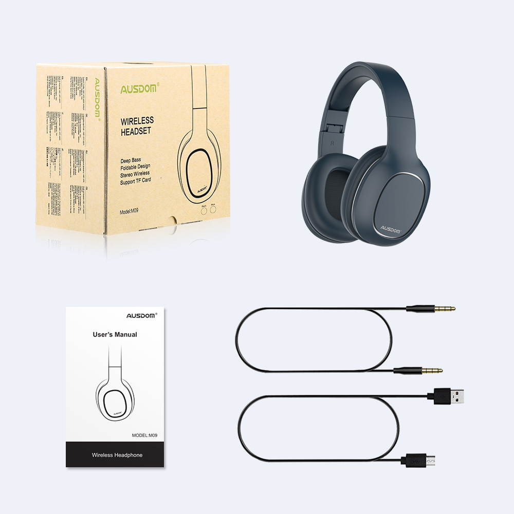 Ausdom M09 Wireless Headphones Bluetooth 4.2 Headset Foldable Deep Bass Bluetooth Headphone for iPhone Xiaomi Support TF Card