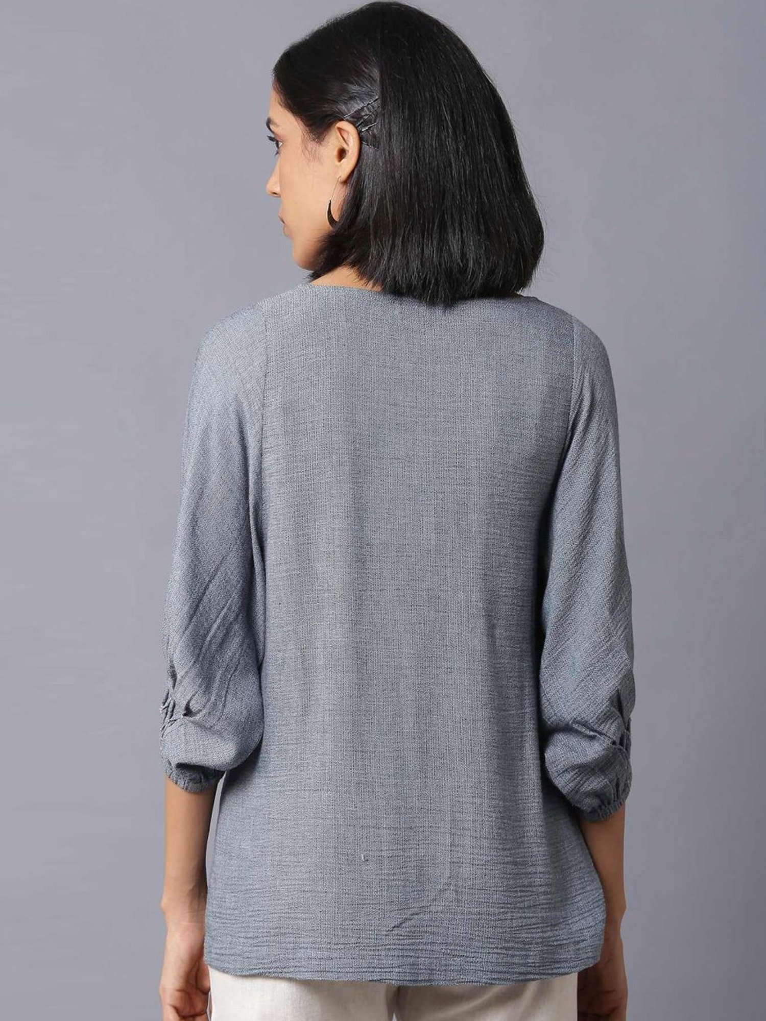 W Blue Woven Pattern Tunic