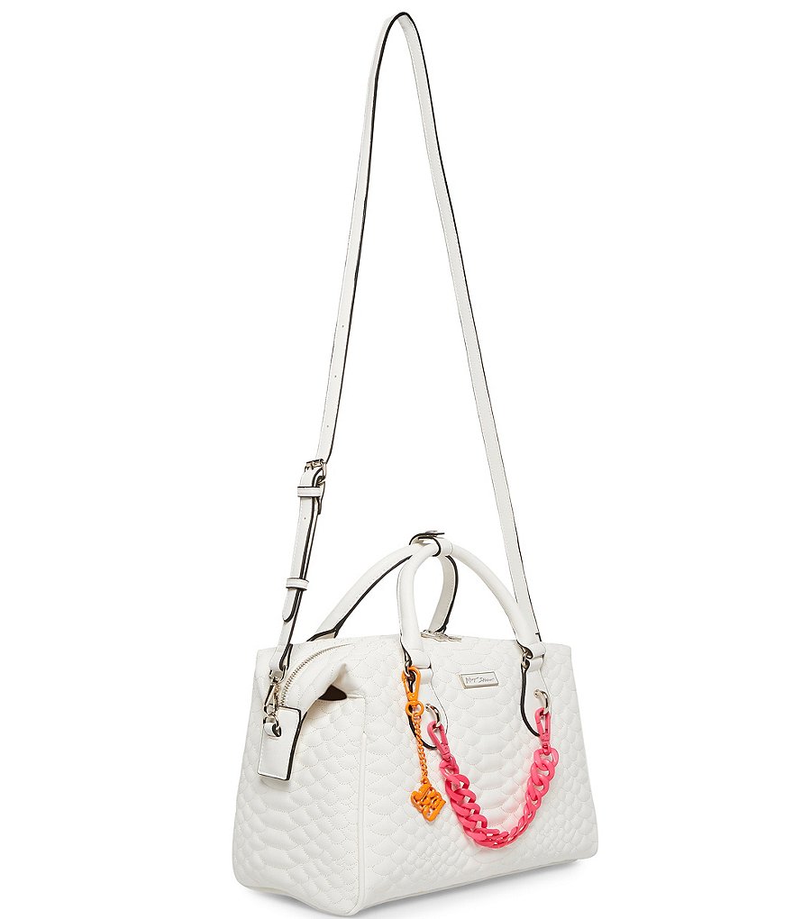 Betsey Johnson Resin Chain Cobra Quilted Satchel Bag