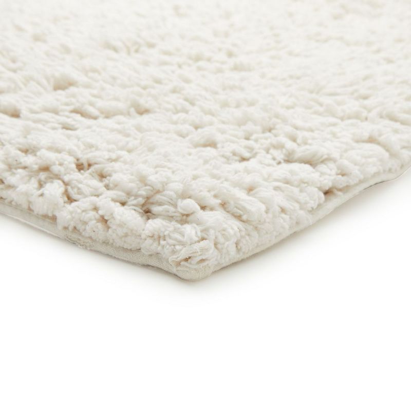 Juvale White Cotton Bath Mat, Plush Non-Slip Bathroom Rug for Showers (32 x 20 Inches)