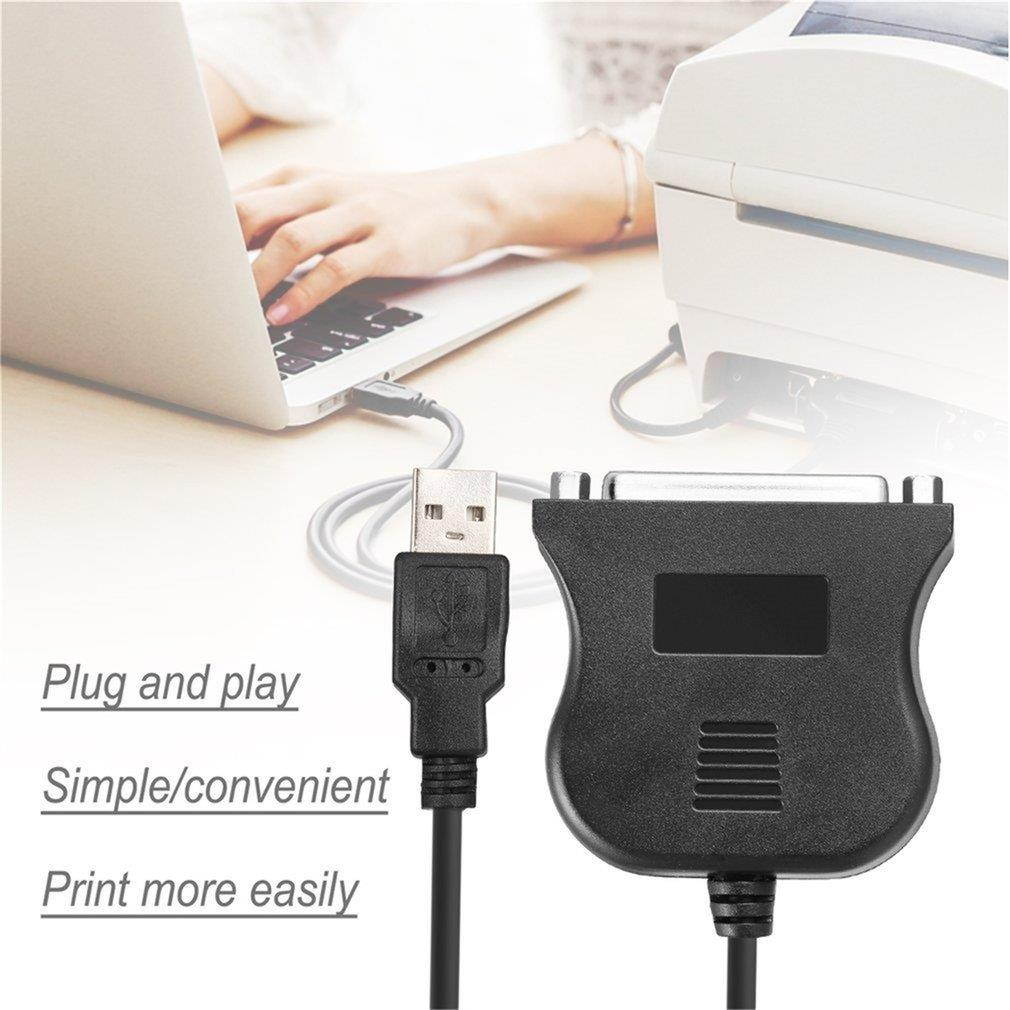 Black USB to 25 Pin DB25 Parallel Printer Cable Adapter Cord Converter