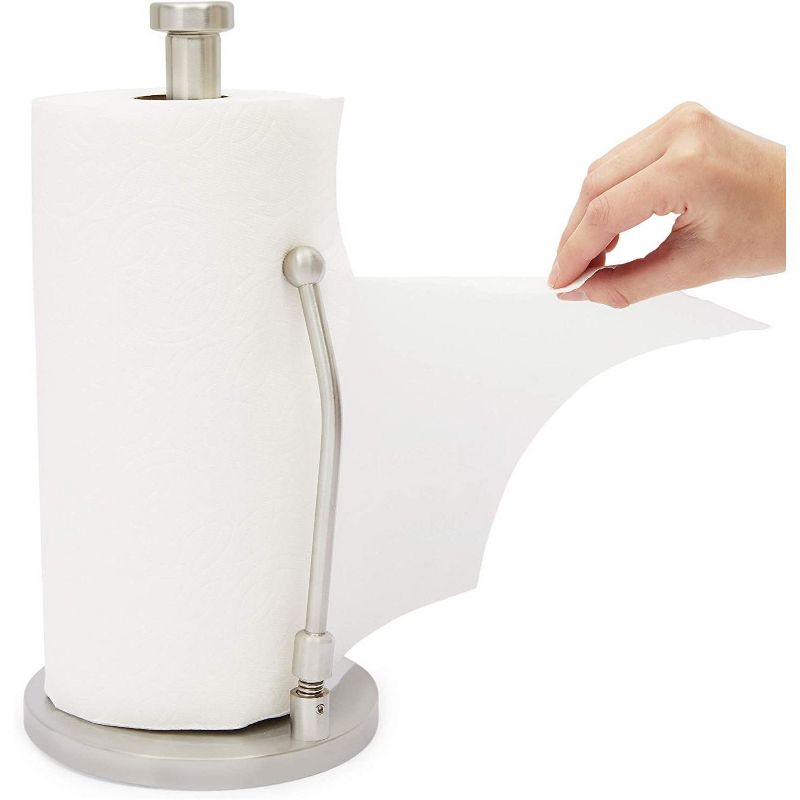 Home Basics  Easy Tear Bamboo Paper Towel Holder with Weighted Base, Natural