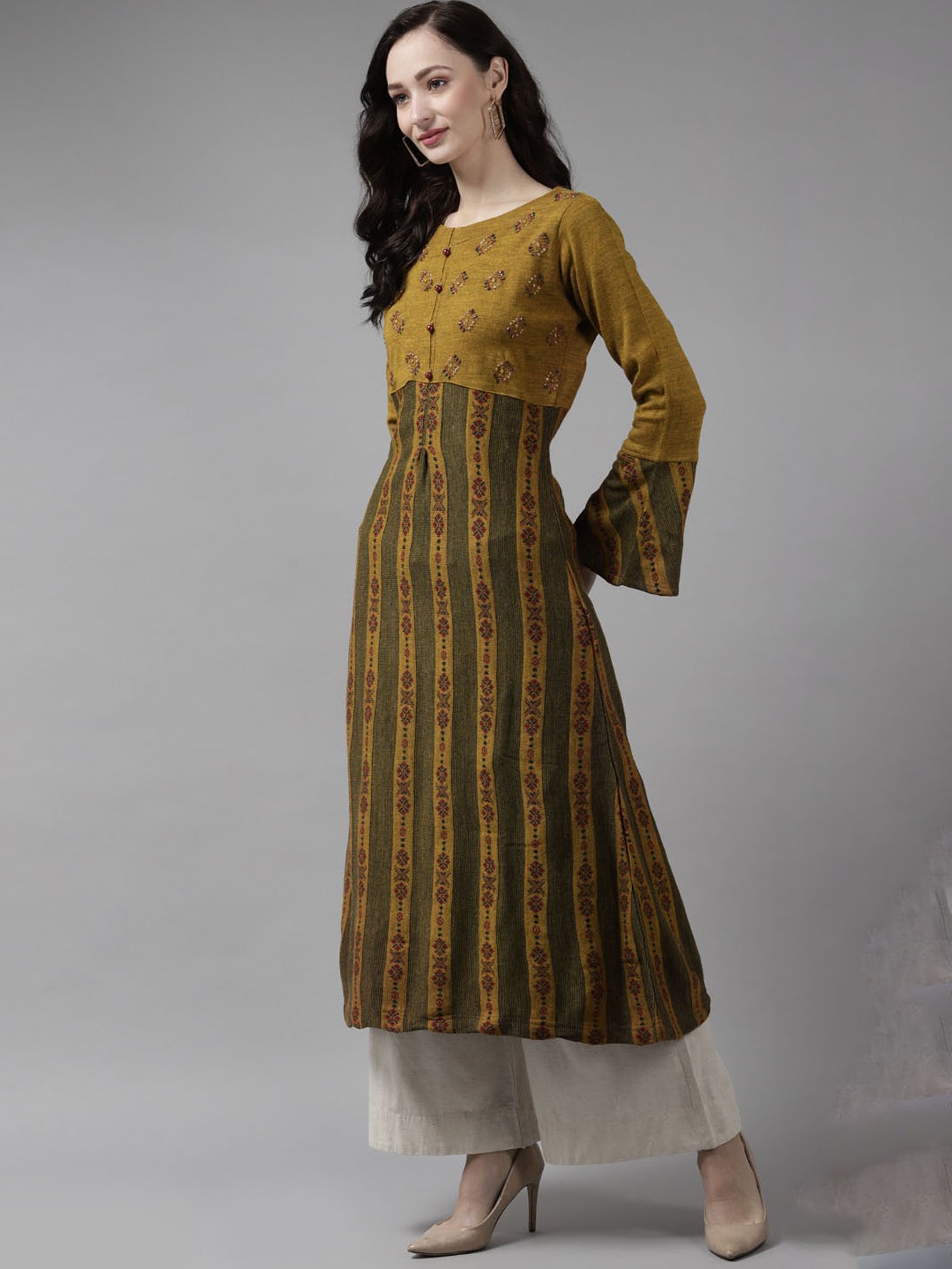 Cayman Brown Striped Kurta