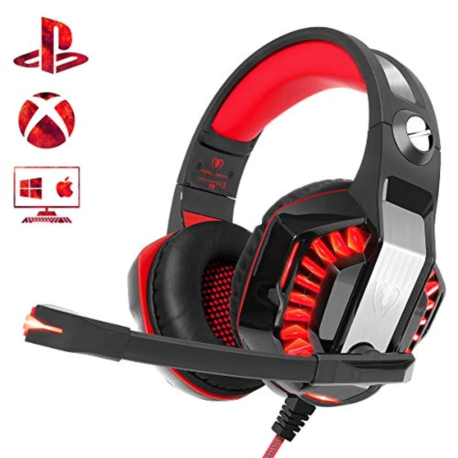 Beexcellent Gaming Headset for PS4 Xbox One PC, Noise-Isolation Headphones with Microphone Stereo Surround Sound for Mac Laptop (GM-21)