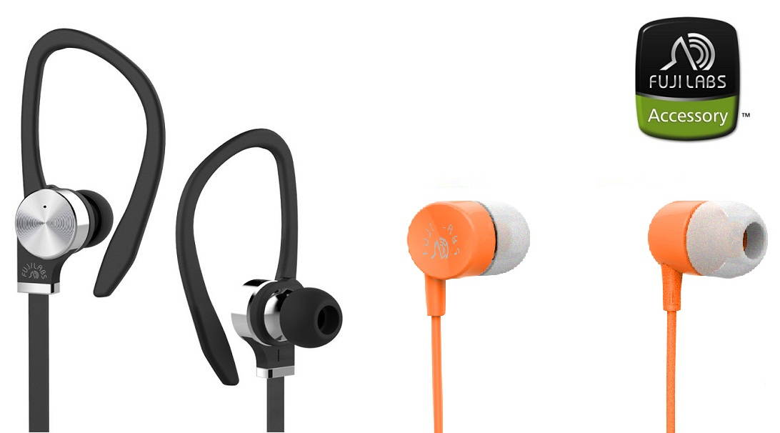 Fuji Labs AUFJ-SQWTS306BK and AUFJ-SQWMS101 Sonique 2-in-1 High Grade In-Line Mic Headphones BUNDLE