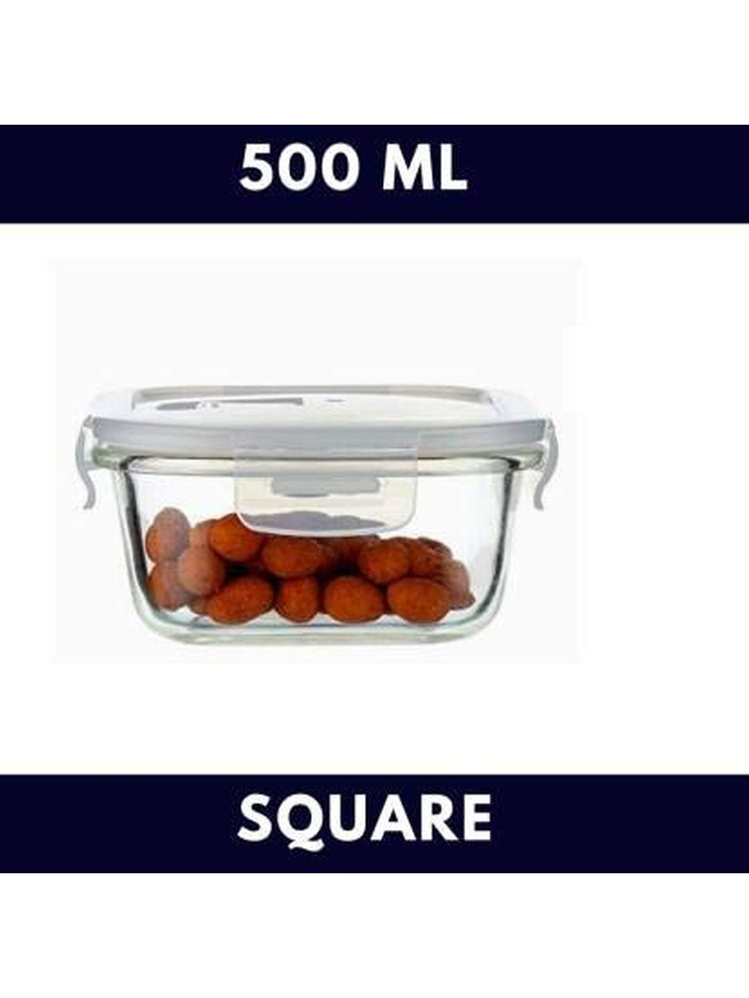 Femora Borosilicate Glass Square Container with Air Vent Lid (500 ml) - Set of 1