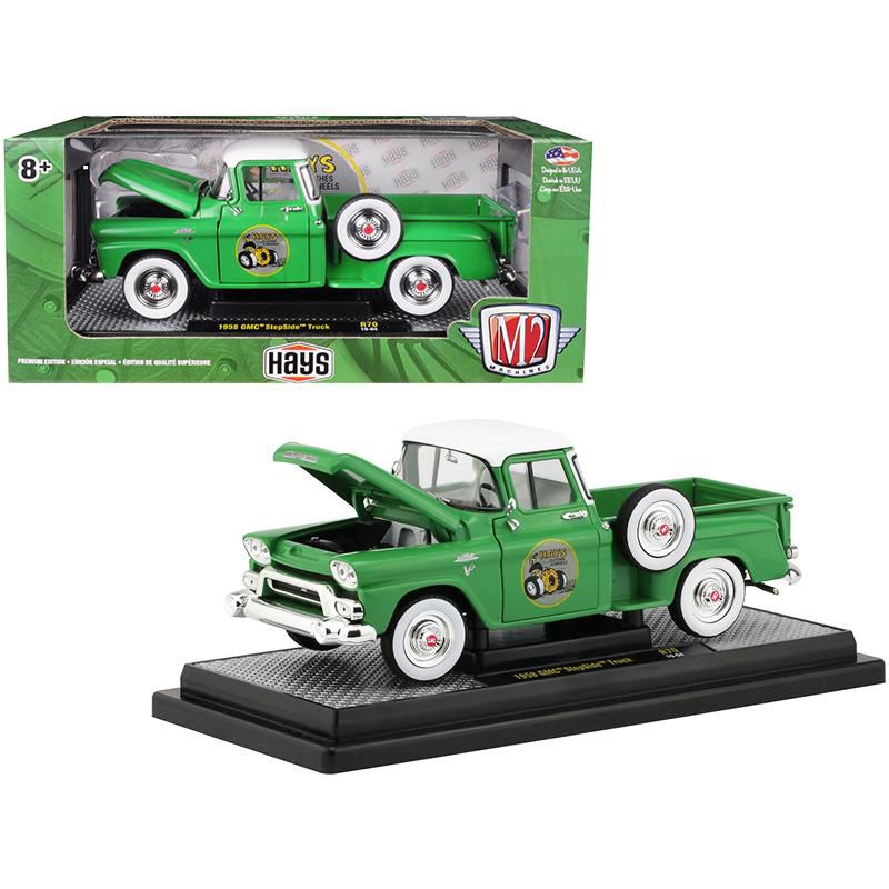 1958 GMC Stepside Pickup Truck Aspen Green w/White Top "HAYS" Ltd Ed to 5,880 pcs 1/24 Diecast Model Car by M2 Machines