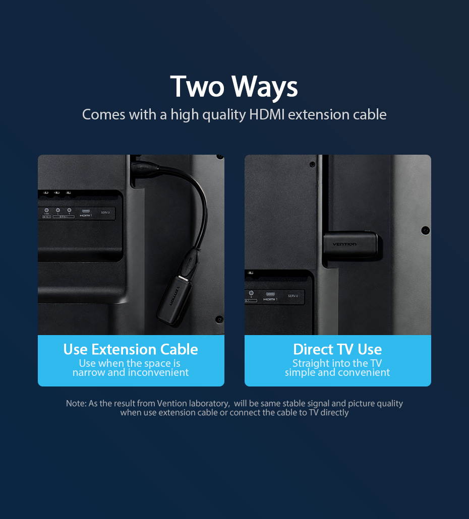 Vention WiFi Display Dongle 4K Wireless HDMI Adapter Airplay Miracast for TV Stick - Compatible with iOS Android Mac Windows, Support DLNA Airplay Mirror Function