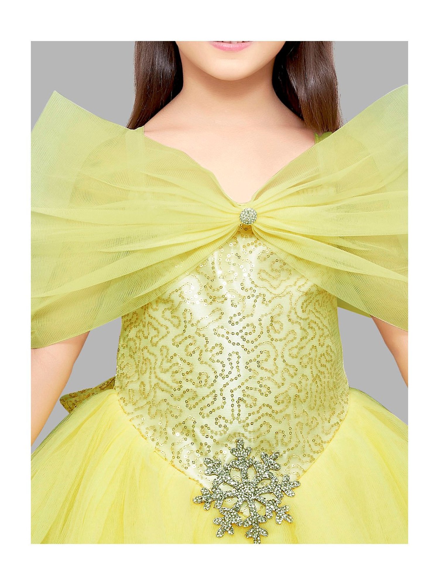 Pink Chick Kids Yellow Embellished Gown