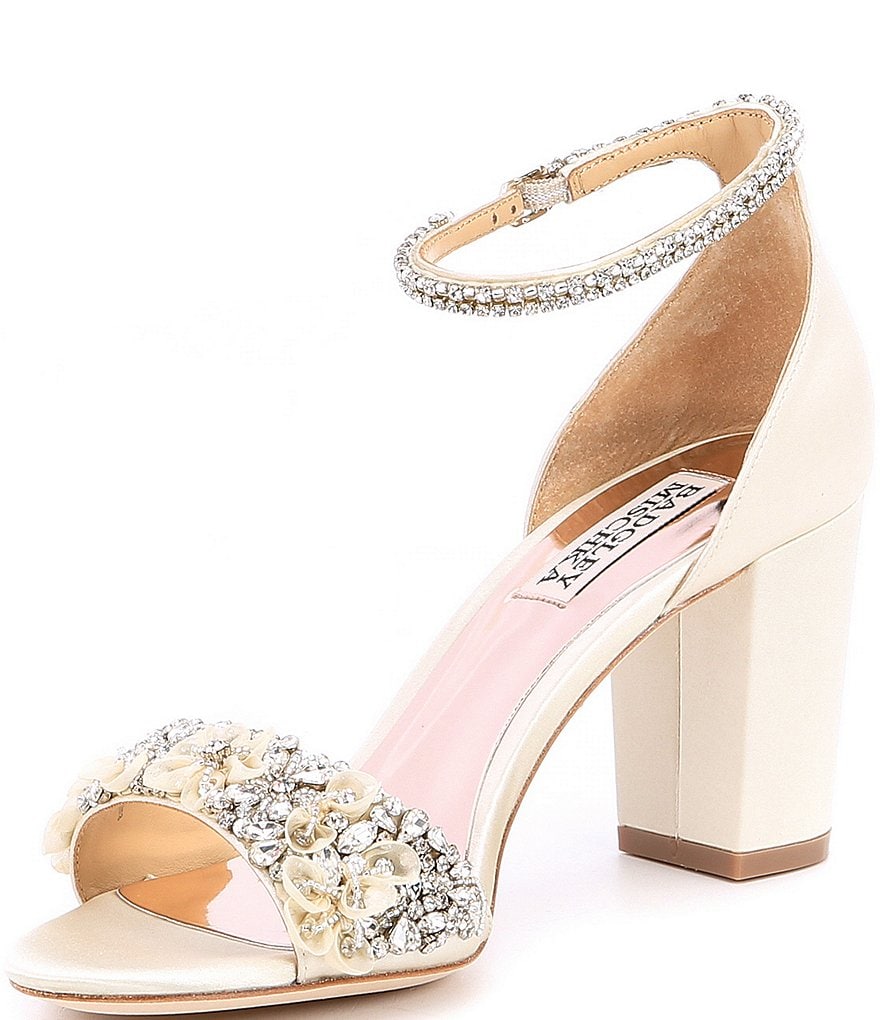 Badgley Mischka Finesse Satin Block Heel Dress Sandals