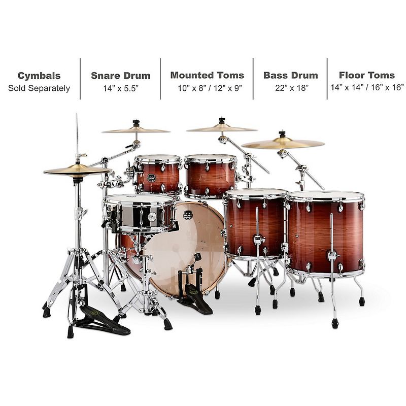 Mapex Armory Series Exotic Studioease 6-Piece Shell Pack with Deep Toms and 22 in. Bass Drum Redwood Burst