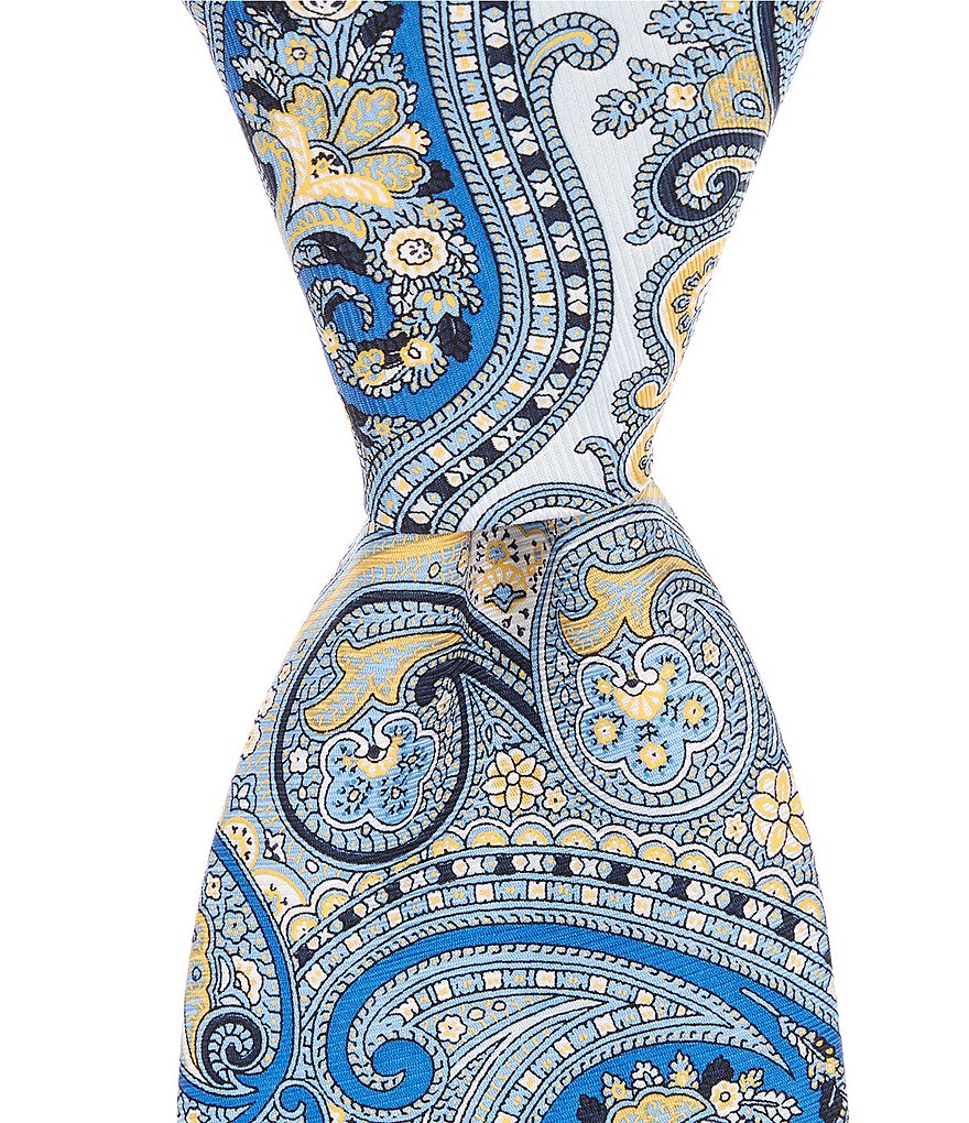 Hart Schaffner Marx All Over Paisley Print Traditional 3 1/4#double; Silk Tie