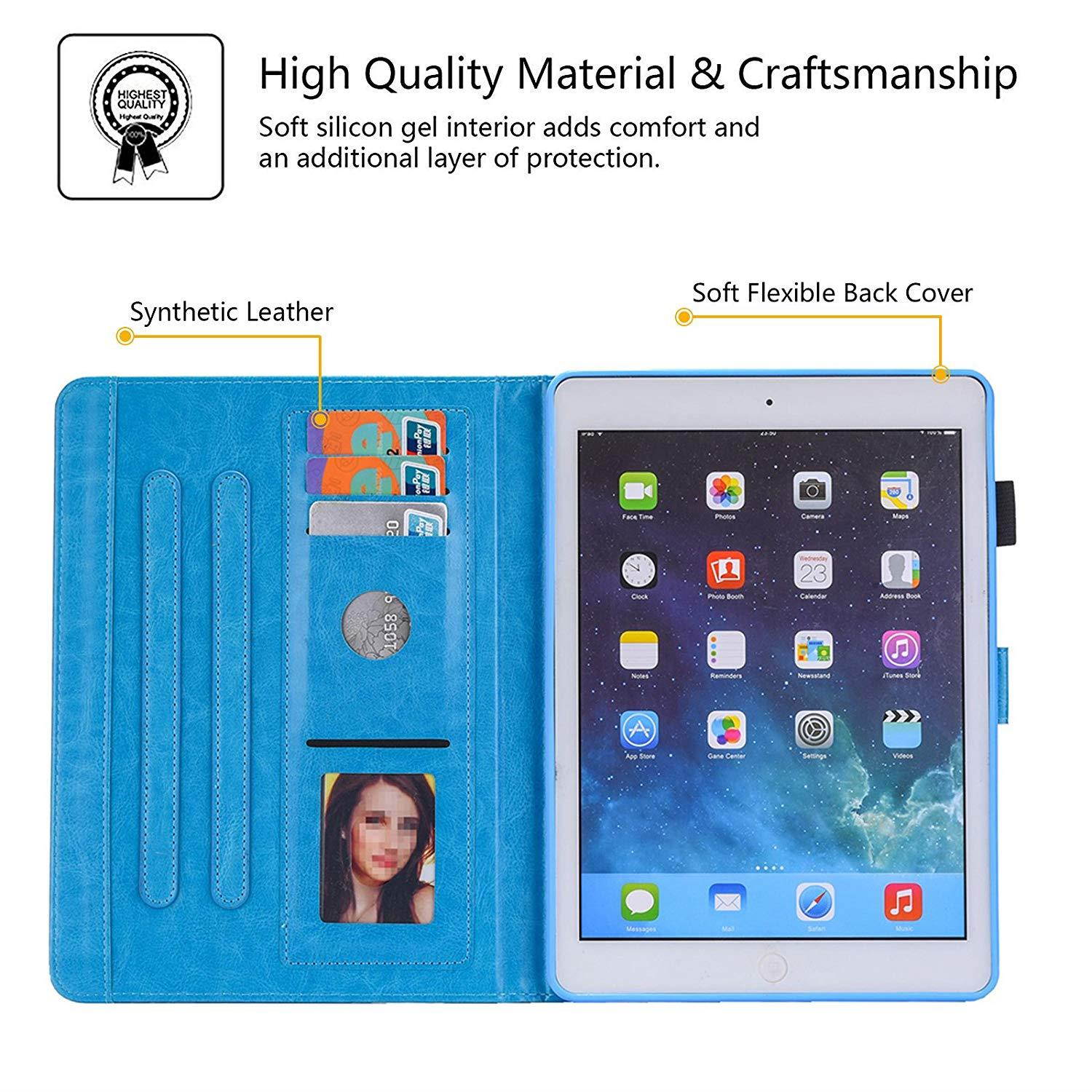 Casii iPad 5 Gen/6th Generation Case,Ultra Slim Lightweight Smart PU Leather Folio Stand Cover with Auto Sleep/Wake Card Slots Pencil Holder for 9.7" iPad 2018/2017 iPad Air/Air2,Colorful Starry Sky