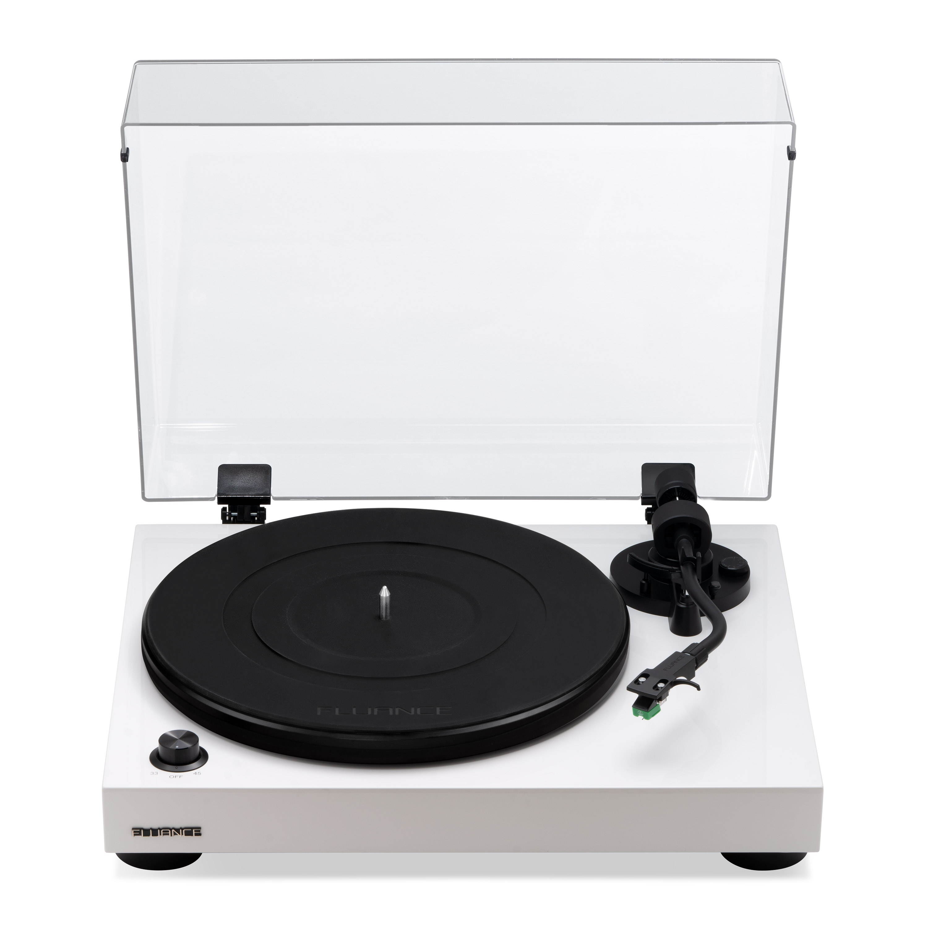 Fluance RT81 Elite High Fidelity Vinyl Turntable Record Player with Audio Technica AT95E Cartridge, Belt Drive, Built-in Preamp, Adjustable Counterweight, Solid Wood Plinth - Piano White