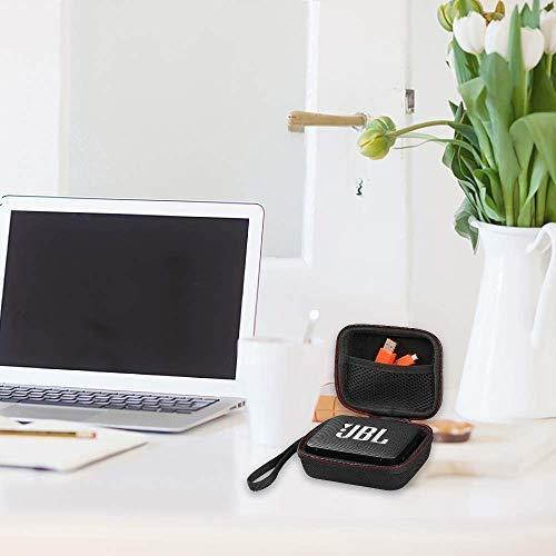 Pushingbest JBL GO 2 Case, Hard EVA Carry Bag Case Cover for JBL Go 1/2 Bluetooth Speaker, Mesh Pocket for Charger and Cables (BlackEVA CaseOnly)