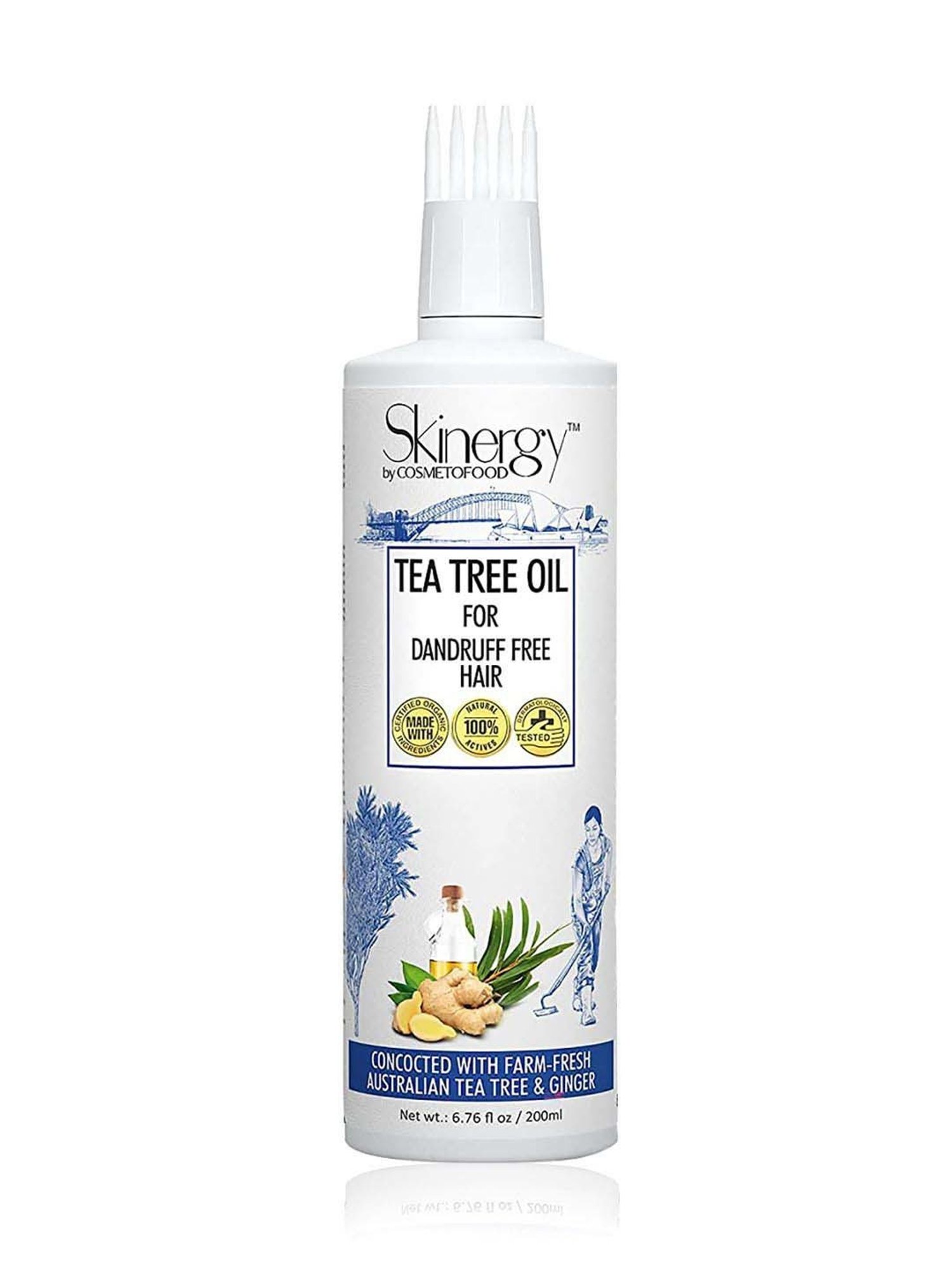 Cosmetofood Skinergy Antidandruff hair oil with Australian tea tree oil and ginger oil - 200 ml.