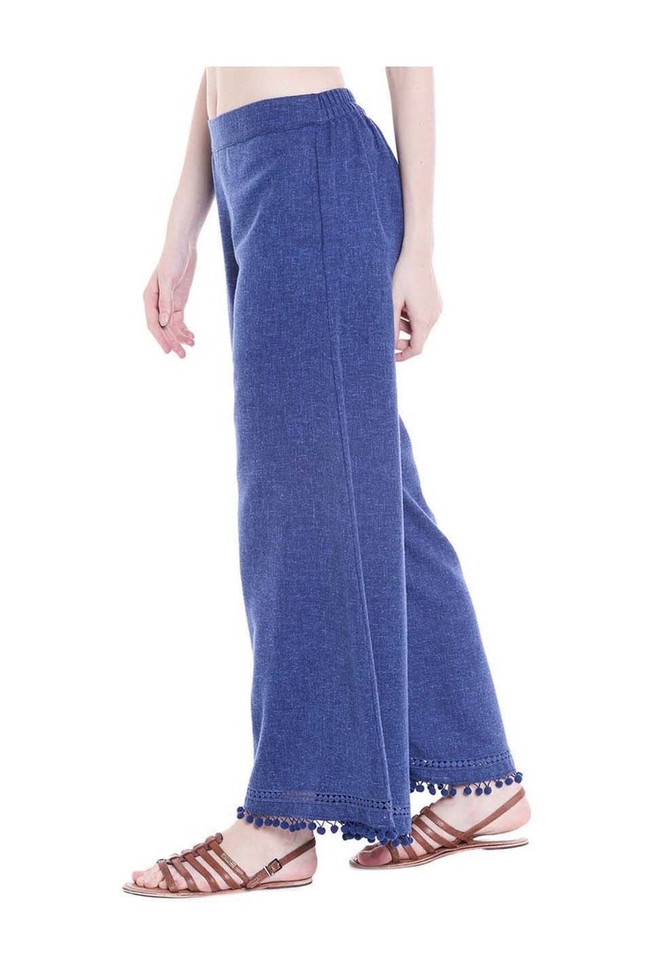 Fusion Beats Blue Regular Fit Palazzos