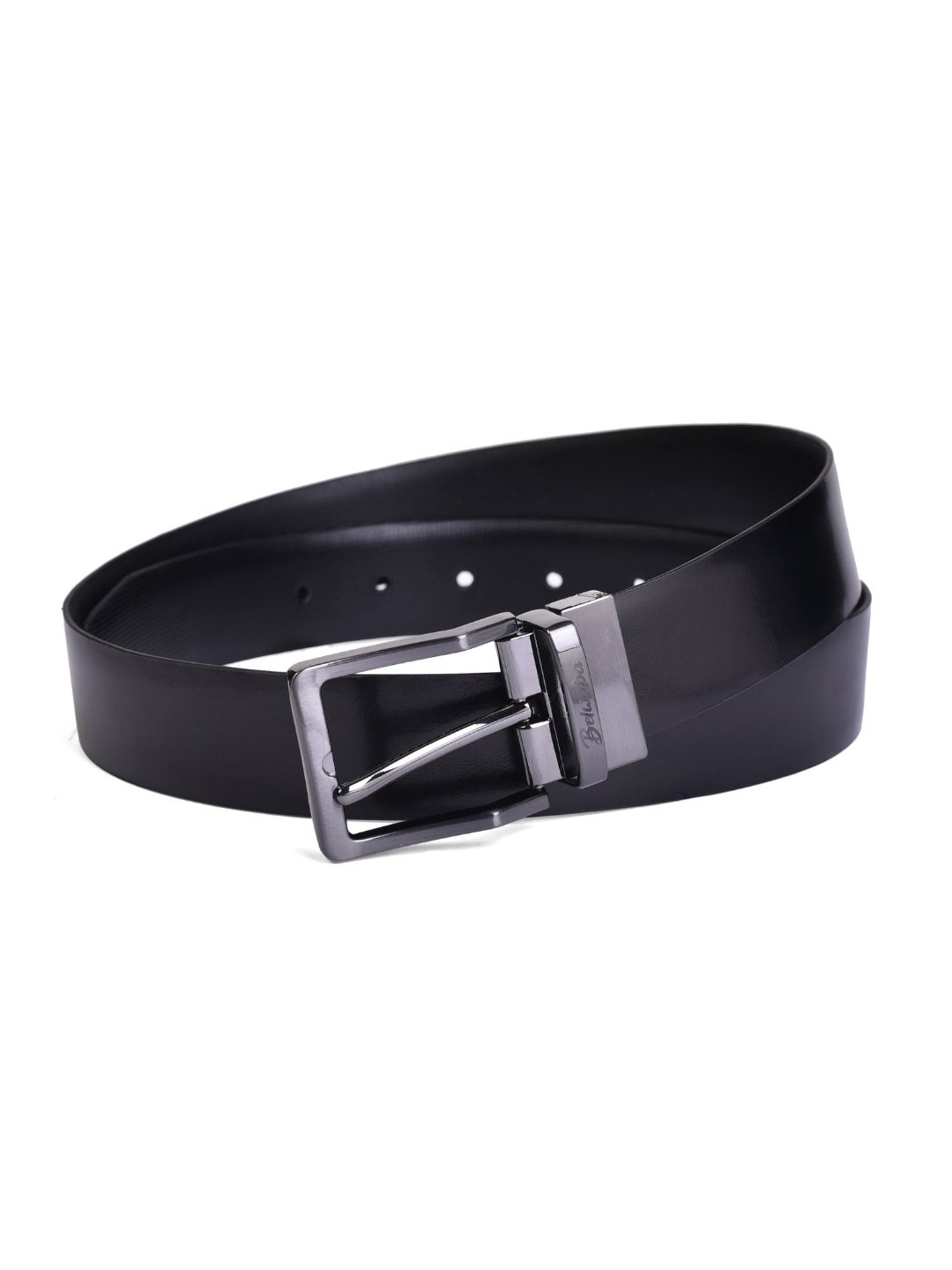 BELWABA Black Formal Reversible Leather Belt for Men
