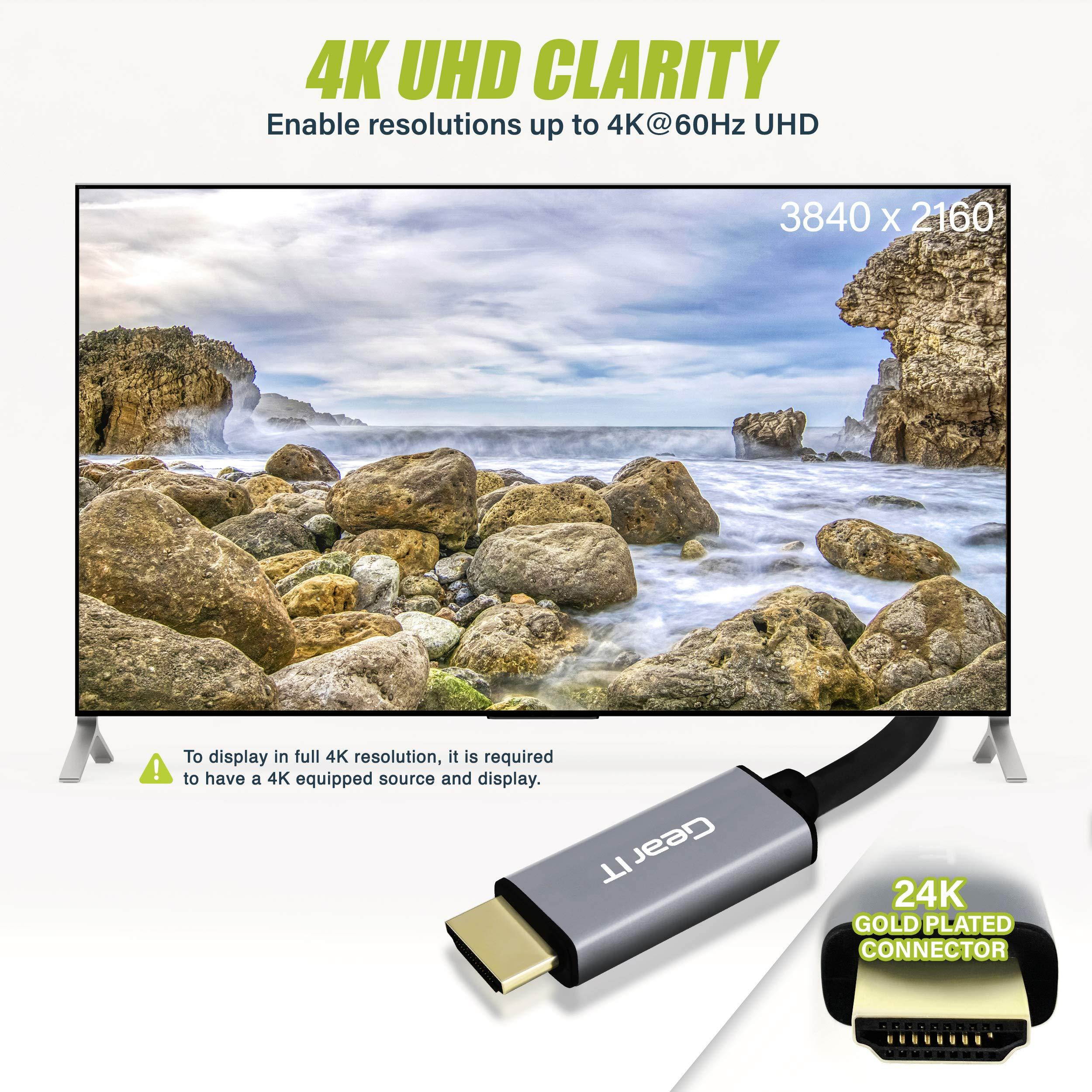 gearit 6ft usbc to hdmi cable thunderbolt 3 port compatible usb type c to hdmi cable 4k@60hz for macbook pro 2018/2017, macbook air, ipad pro 2018, surface book 2, samsung s10 and more, black