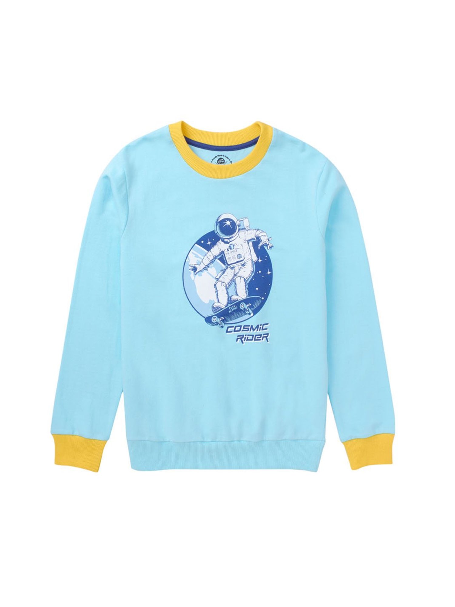 Cub McPaws Kids Blue & Yellow Printed Sweatshirt