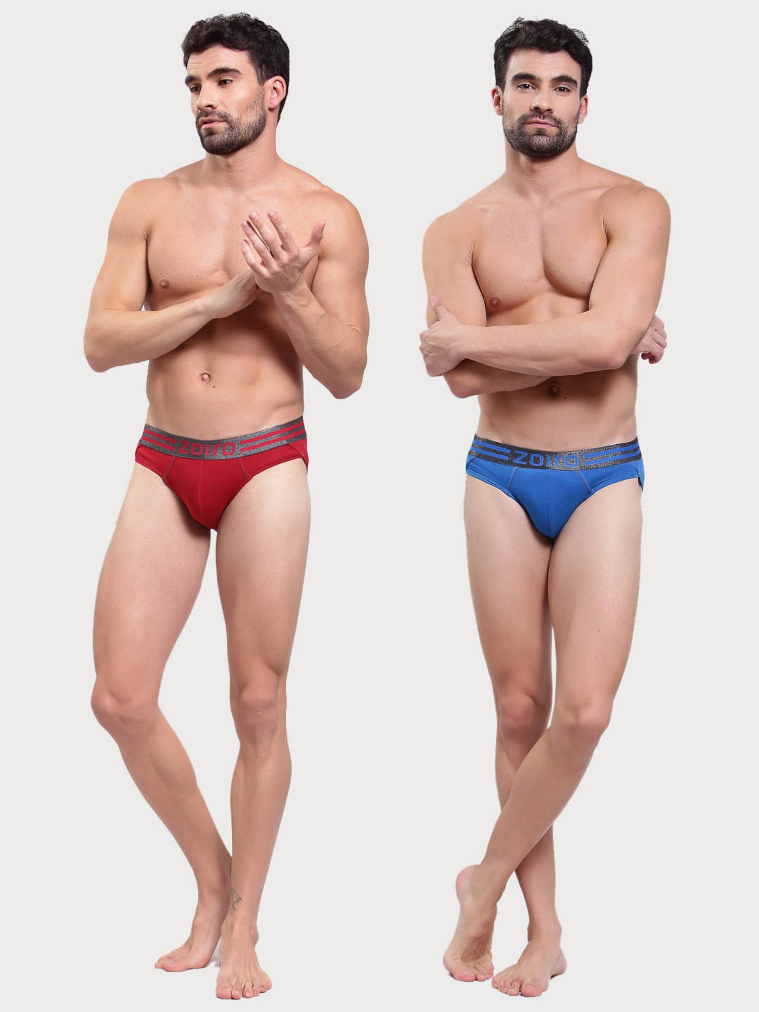 Zoiro Chinese Red & Sky Diver Regular Fit Briefs - Pack Of 2