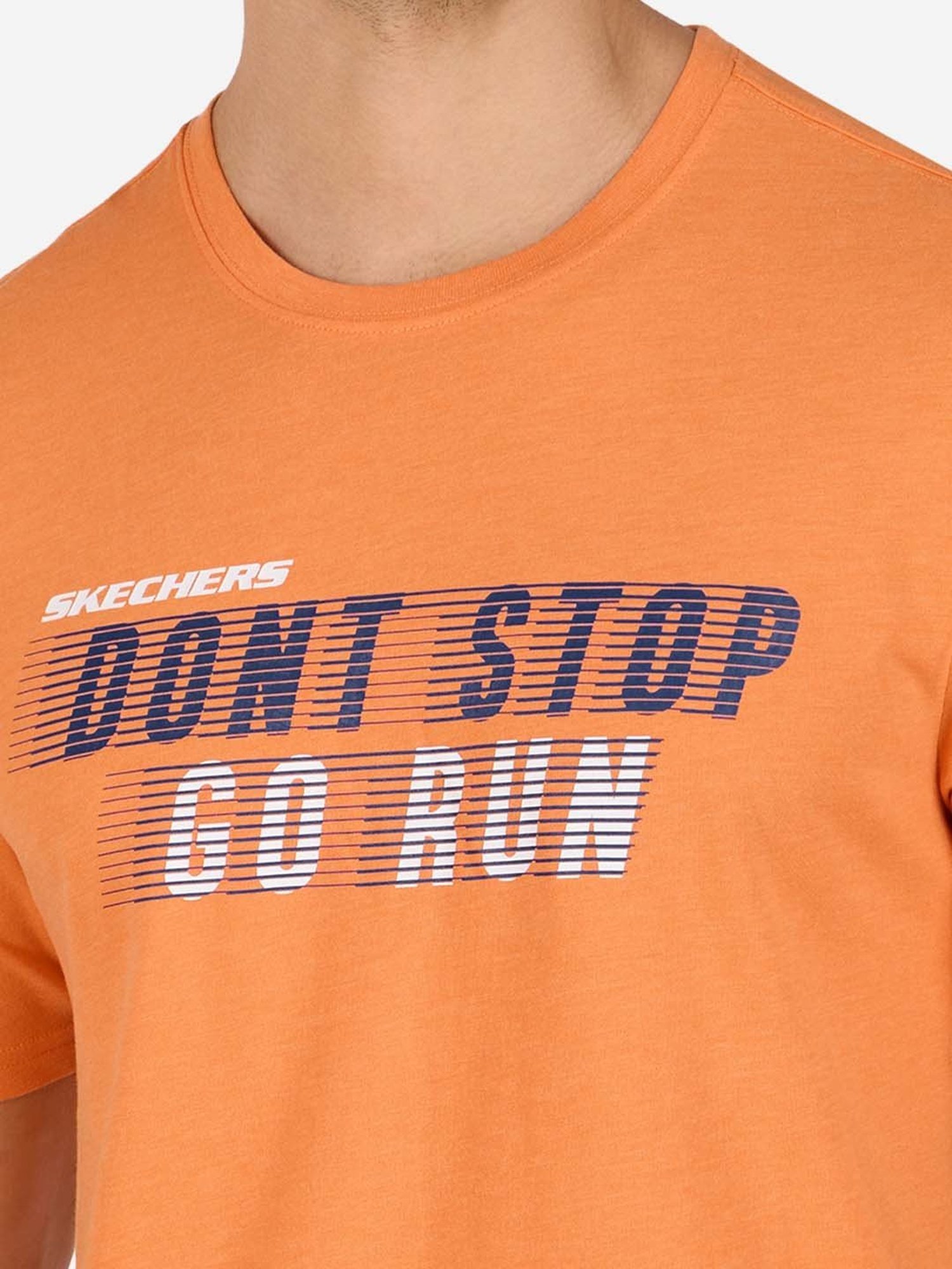 Skechers Orange Relaxed Fit Printed Crew T-Shirt