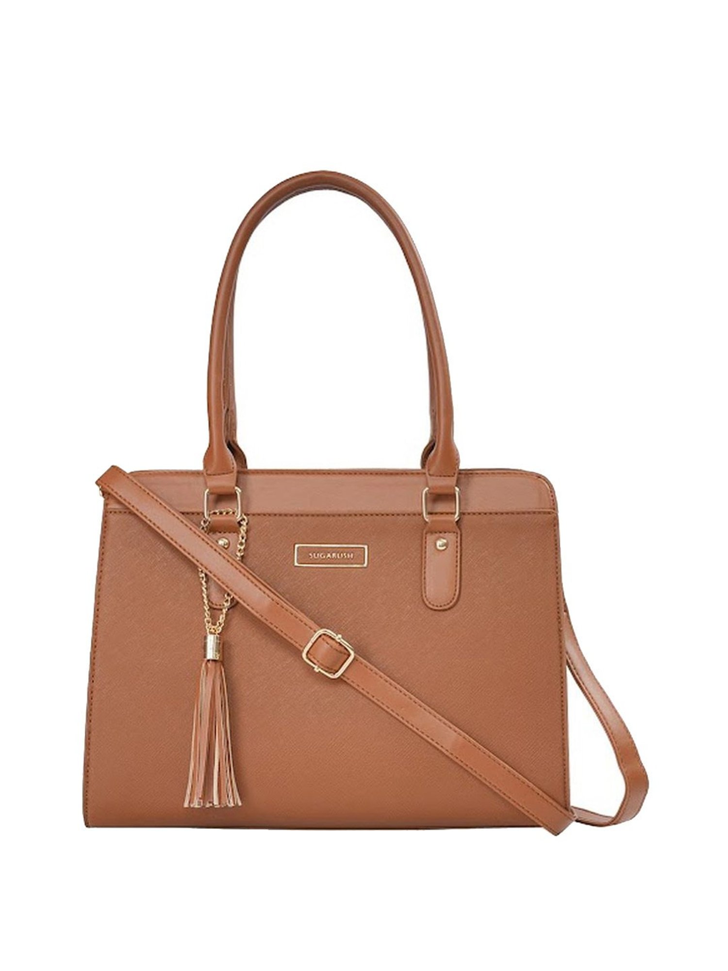 Sugarush Amina Tan PU Solid Handbag